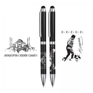 Kabartma Figürlü Metal Tükenmez Kalem