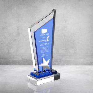 Mavi Camlı Kristal Plaket